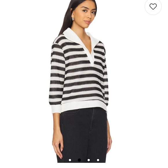 Lioness Black and White Striped V-Neck Sweater - Picture 2 of 13